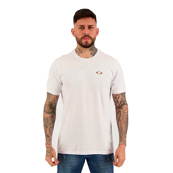 Camisa Oakley Mod Ellipse Tee Masculina Branca Laranja