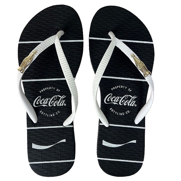 Chinelo Coca Cola Flam 24/25 CC4490 Feminino Preto Branco