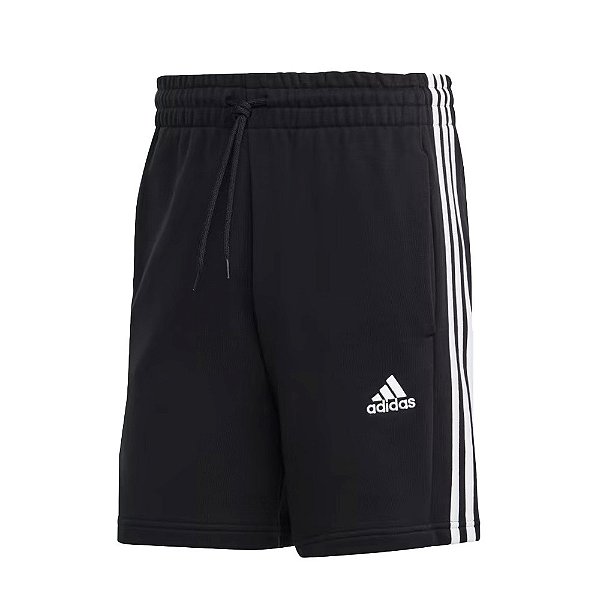 Bermuda Adidas 3 Stripes French Terry Masculina Preto Branco