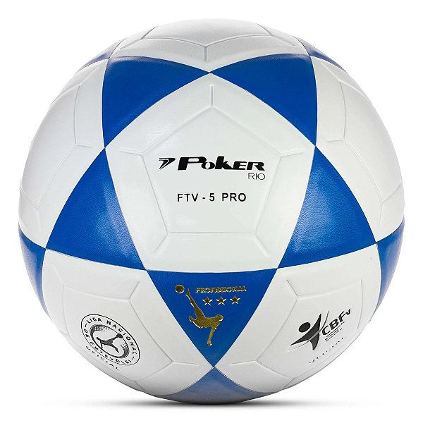 Bola Poker Futvolei Rio Vulcanizada Branca Azul