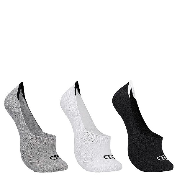 Kit Meia Olympikus C/3 Pares Ultra Invisível Feminino Branco Preto Cinza 33-38