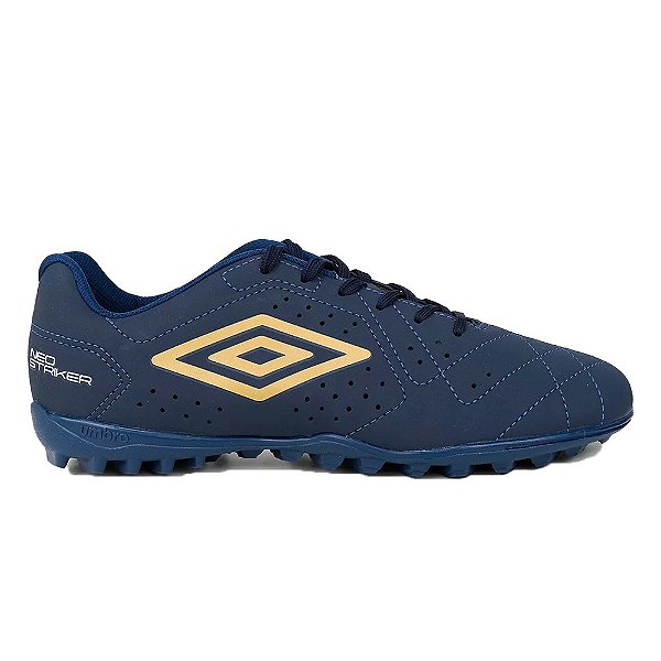 Chuteira Umbro Society Neo Striker Marinho Branco Dourado