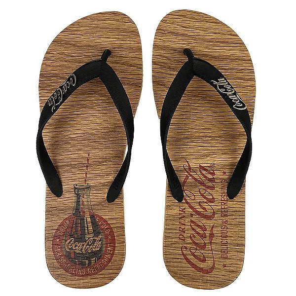 Chinelo Coca Cola Wood Straw 24/25 CC4511 Masculino Marrom Preto
