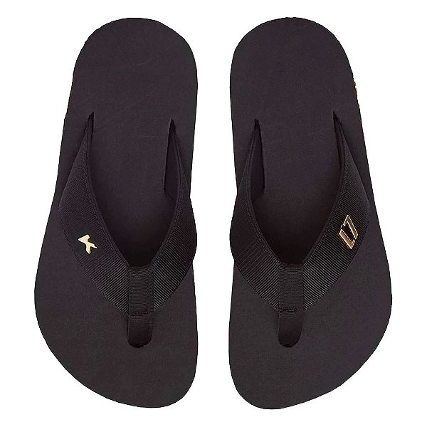 Chinelo Kenner Kivah L7 Masculino Preto Dourado Branco