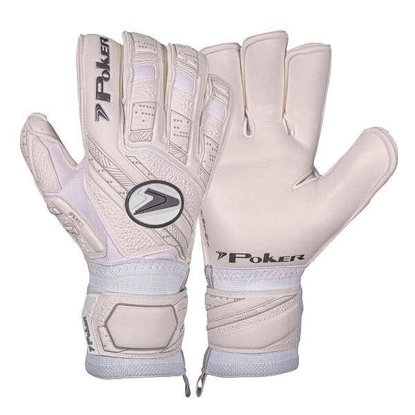 Luva Goleiro Poker Campo Profissional Eclipse Branco Cinza
