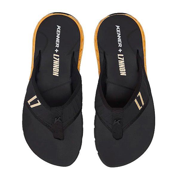 Chinelo Kenner Rakka Alta L7 Masculino Preto Dourado