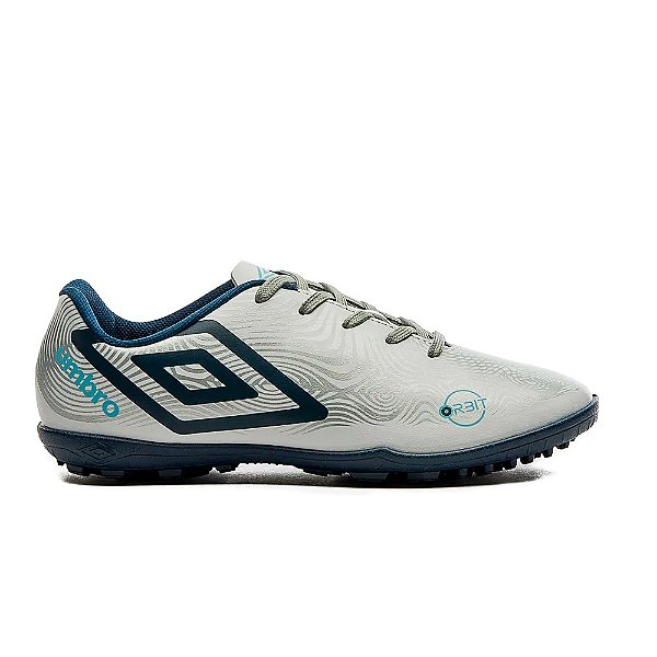 Chuteira Umbro Society Orbit Infantil Branco Marinho
