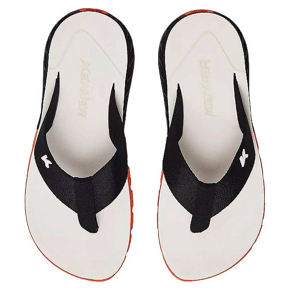 Chinelo Kenner Rakka Original Masculino Branco Preto Laranja