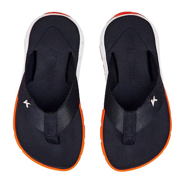 Chinelo Kenner Rakka Infantil Preto Branco Laranja
