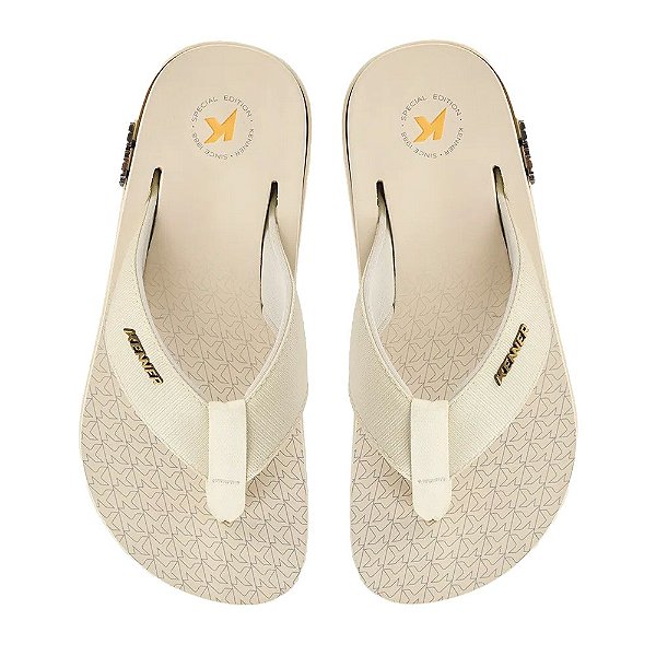 Chinelo Kenner Kivah Edição Especial Unissex Bege Marrom