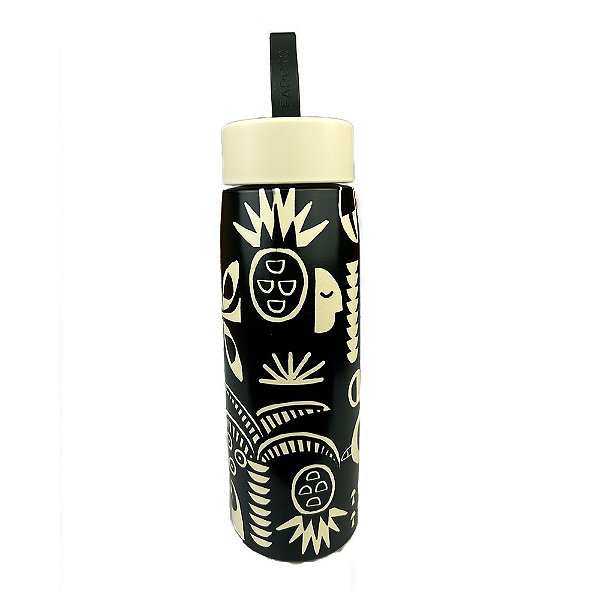 Garrafa Farm Que Sede 750ML Lenço Tropical Preto Branco