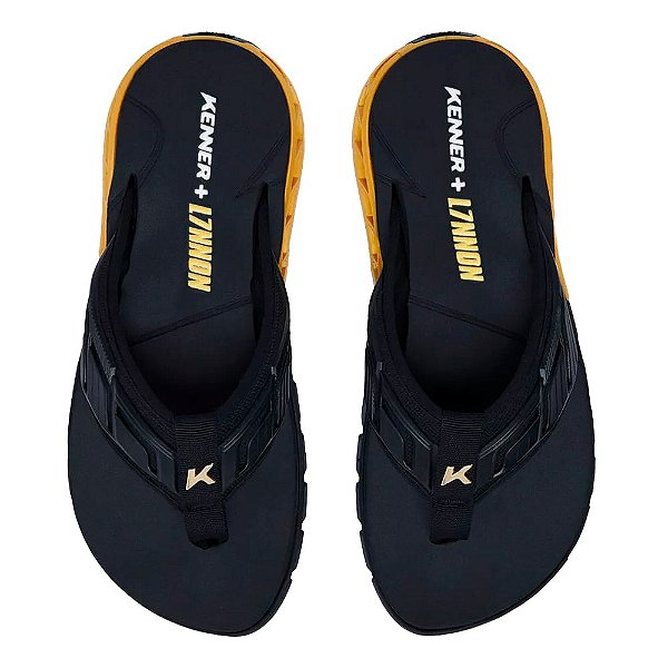 Chinelo Kenner Rakka Full Force L7 Unissex Preto Dourado
