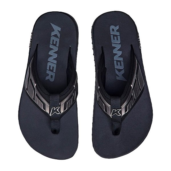 Chinelo Kenner Kivah Full Force Unissex Preto Prata