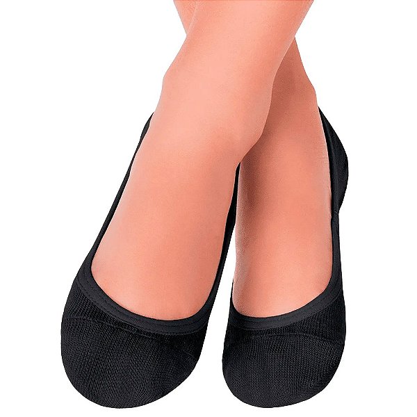 Meia Puket Sapatilha Invisível Feminina Preto