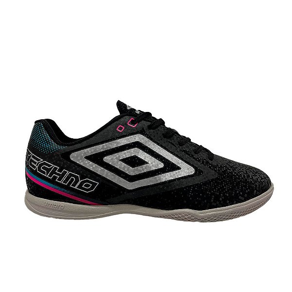 Chuteira Umbro Futsal Techno II Masculina Preto Prata Azul