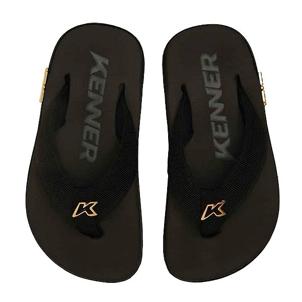 Chinelo Kenner Kivah Infantil Preto Dourado