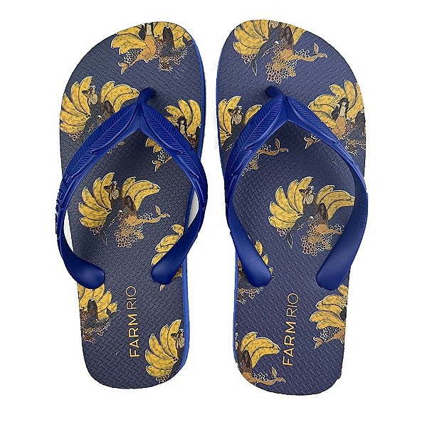 Chinelo Farm Feminino Azul Olimpico Estampa Sereia