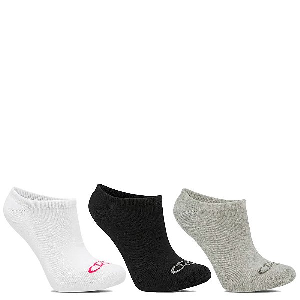 Kit Meia Olympikus Invisível C/3 Pares Feminino Branco Preto Cinza