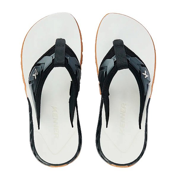 Chinelo Kenner Ultra Full Force Masculino Branco Preto Marrom