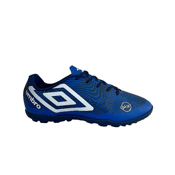 Chuteira Umbro Society Orbit Masculina Azul Branco