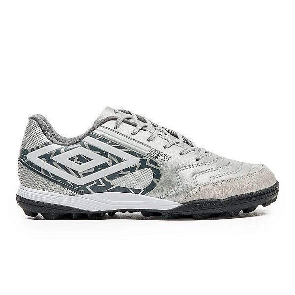 Chuteira Umbro Society Pro 5 Bump Club Masculina Cinza Grafite Branco