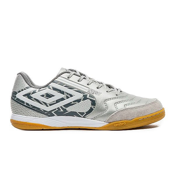 Chuteira Umbro Futsal Pro 5 Bump Club Masculina Cinza Grafite Branco