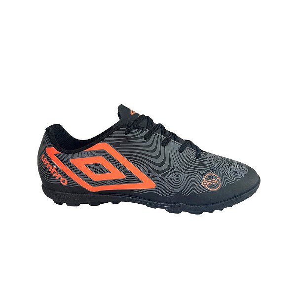 Chuteira Umbro Society Orbit Masculina Preto Grafite Laranja