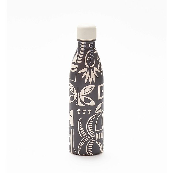 Garrafa Farm Glub 750ML Lenço Tropical Preto Branco