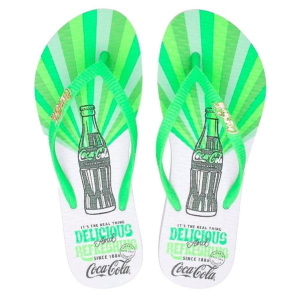 Chinelo Coca-Cola Power Of Color Feminino Branco Verde Neon