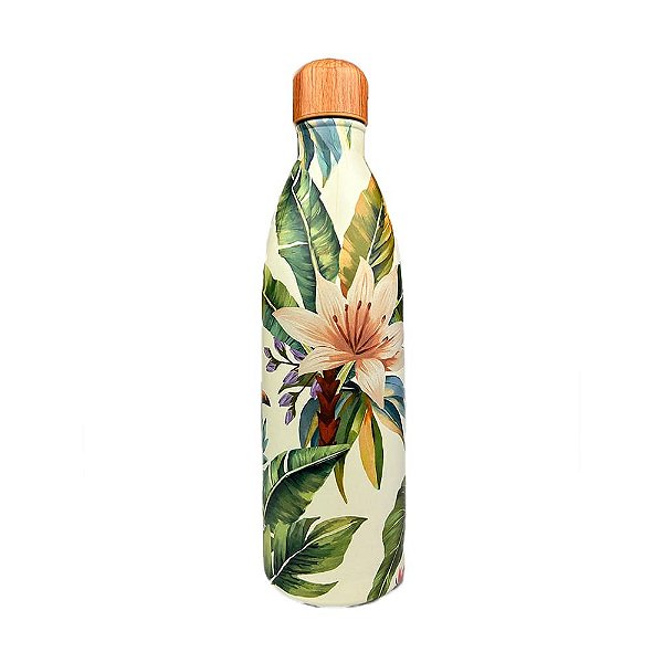 Garrafa Farm Glub 1L Tropicália Off White Florido