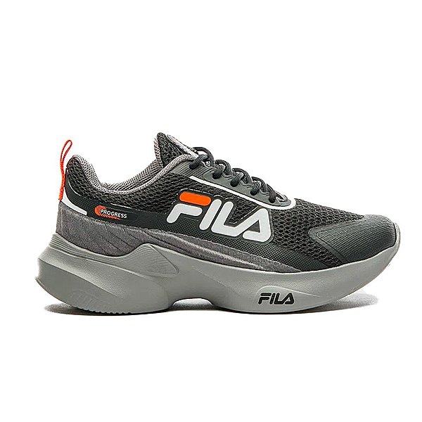 Tênis Fila Progress Infantil Cinza Preto Coral