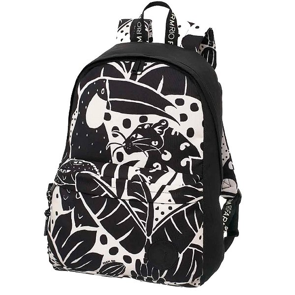 Mochila Farm Xodó Bichos na Floresta Preto Branco