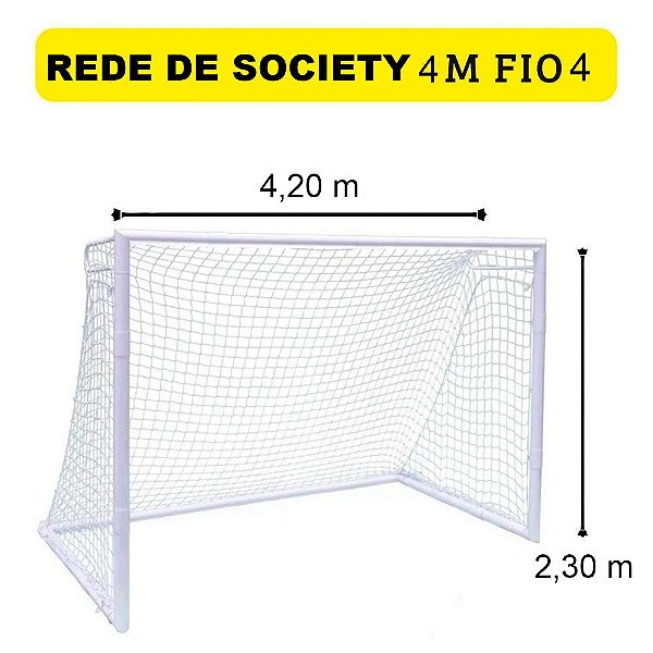 Rede de Society Fabio Sport 4,20 x 2,30 M Fio 4mm Nylon