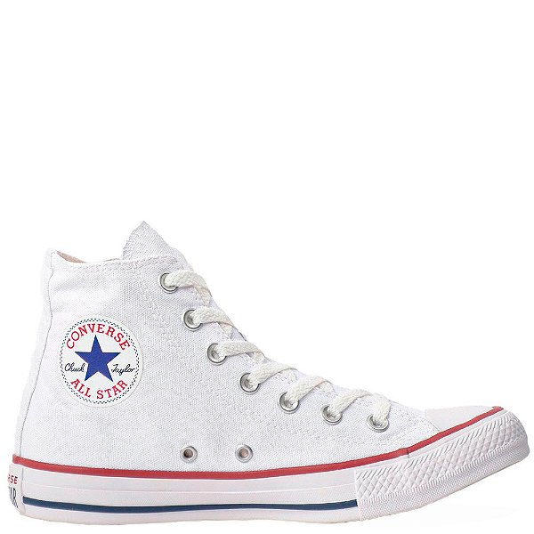 Tênis Converse All Star Chuck Taylor Hi Cano Alto Unissex Branco Marinho