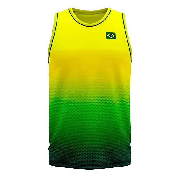 Regata Braziline Brasil Manuara Masculina Amarelo Verde