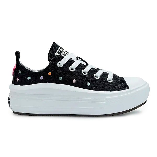 Tênis All Star Kids Chuck Taylor Move Polka Dots Preto e Branco