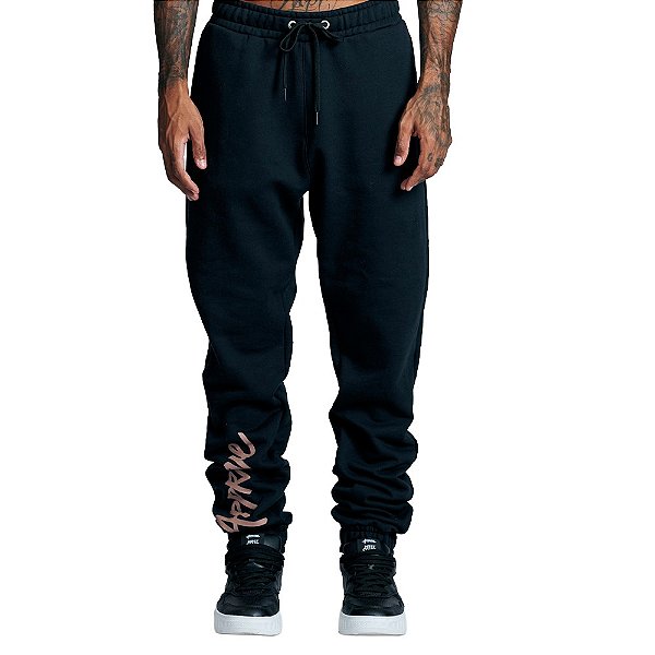 Calça Approve Moletom New Classic Masculina Preto Bege