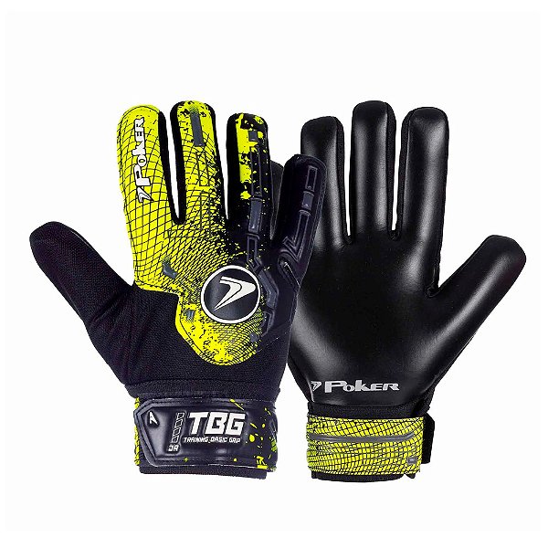 Luva 7Poker Futebol de Campo Training Basic Junior Amarelo Preto