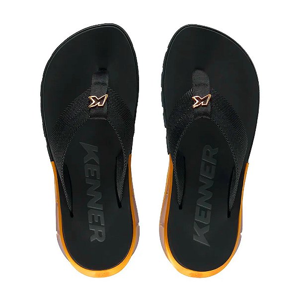 Chinelo Kenner Orak Masculino Preto e Dourado
