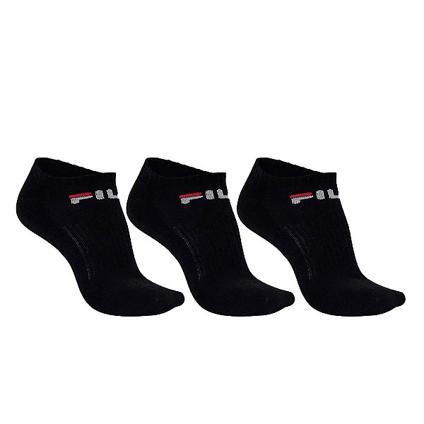 Kit Meia Fila Tripack Cano Curto Unissex Preto