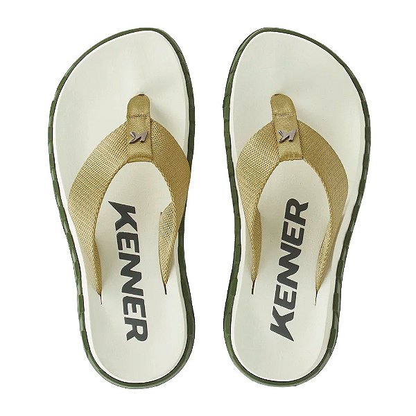 Chinelo Kenner Megah 25/26 Masculino Verde Militar e Baunilha