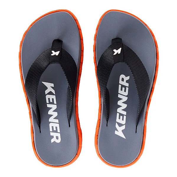 Chinelo Kenner Megah 25/26 Masculino Preto, Cinza e Laranja