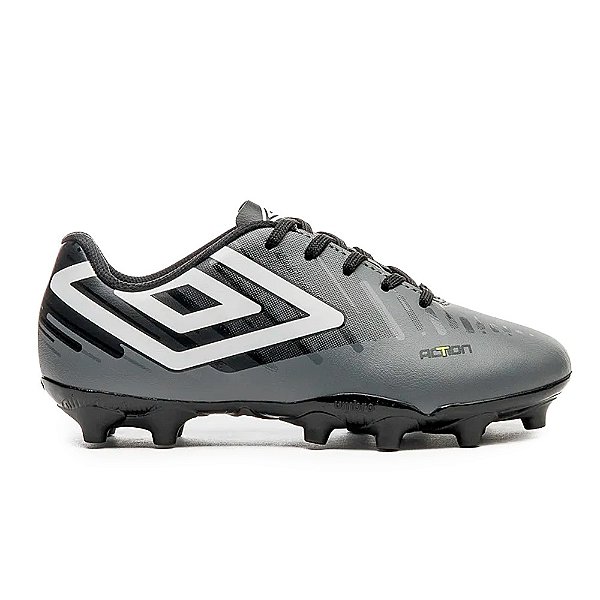 Chuteira Umbro Campo Action Infantil Grafite, Preto e Branco