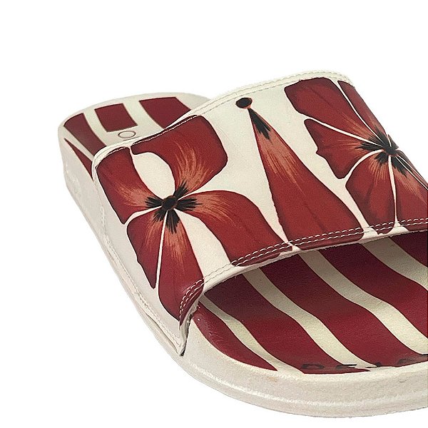 Chinelo Farm Slide Rio De Janeiro Me leva Feminino Vermelho Bege
