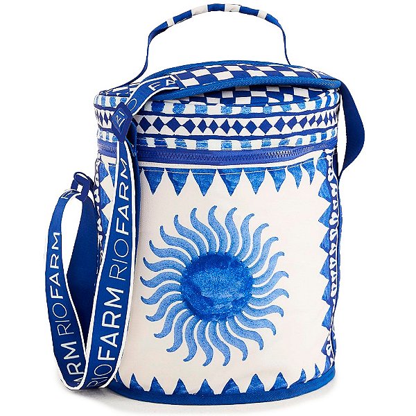 Cooler Farm Farofa Solar Floral Beleza Off White/Azul