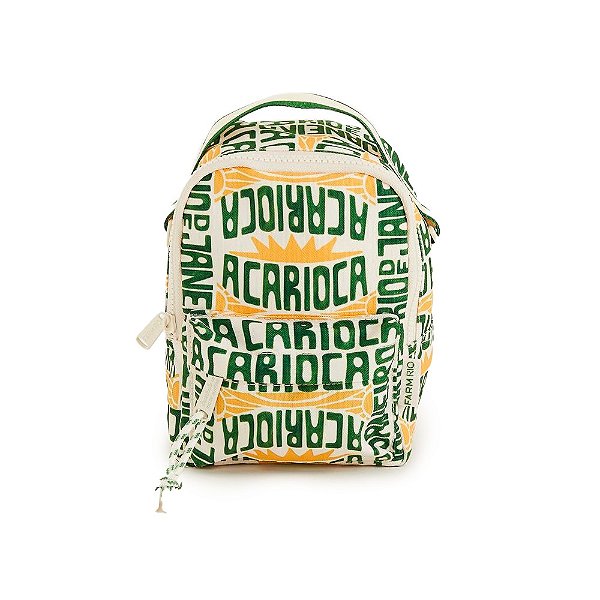 Mini Mochila Farm Borogodó Praia a Carioca Off White/Verde/Amarelo