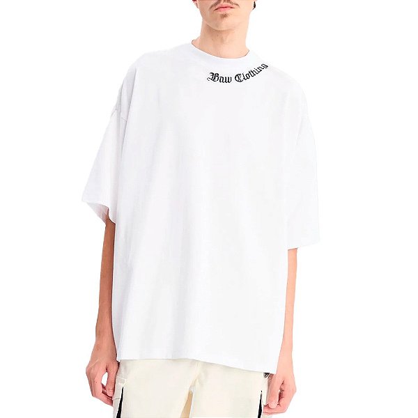 Camisa Baw Gothic Oversized Masculina Branco Preto