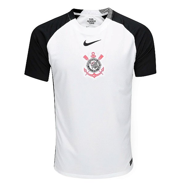 Camisa Nike Corinthians I 25/26 Masculina Branco e Preto