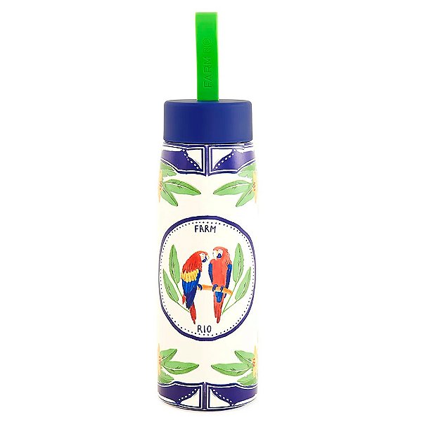 Garrafa Farm Que Sede 500ml Destino Tropical Off White/Azul/Verde