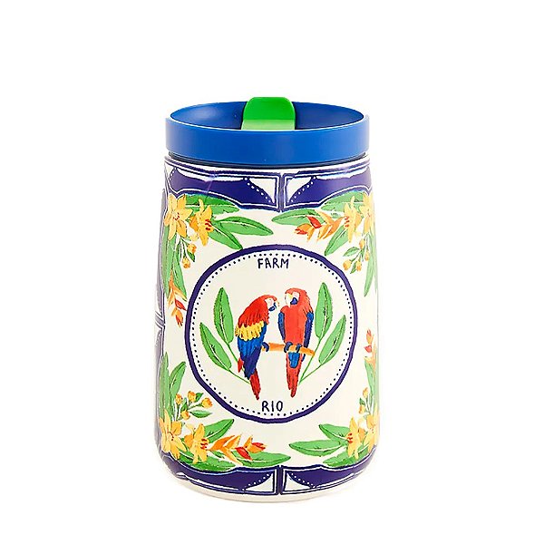 Copo Farm Que Sede 450ml Destino Tropical Off White/Azul/Verde